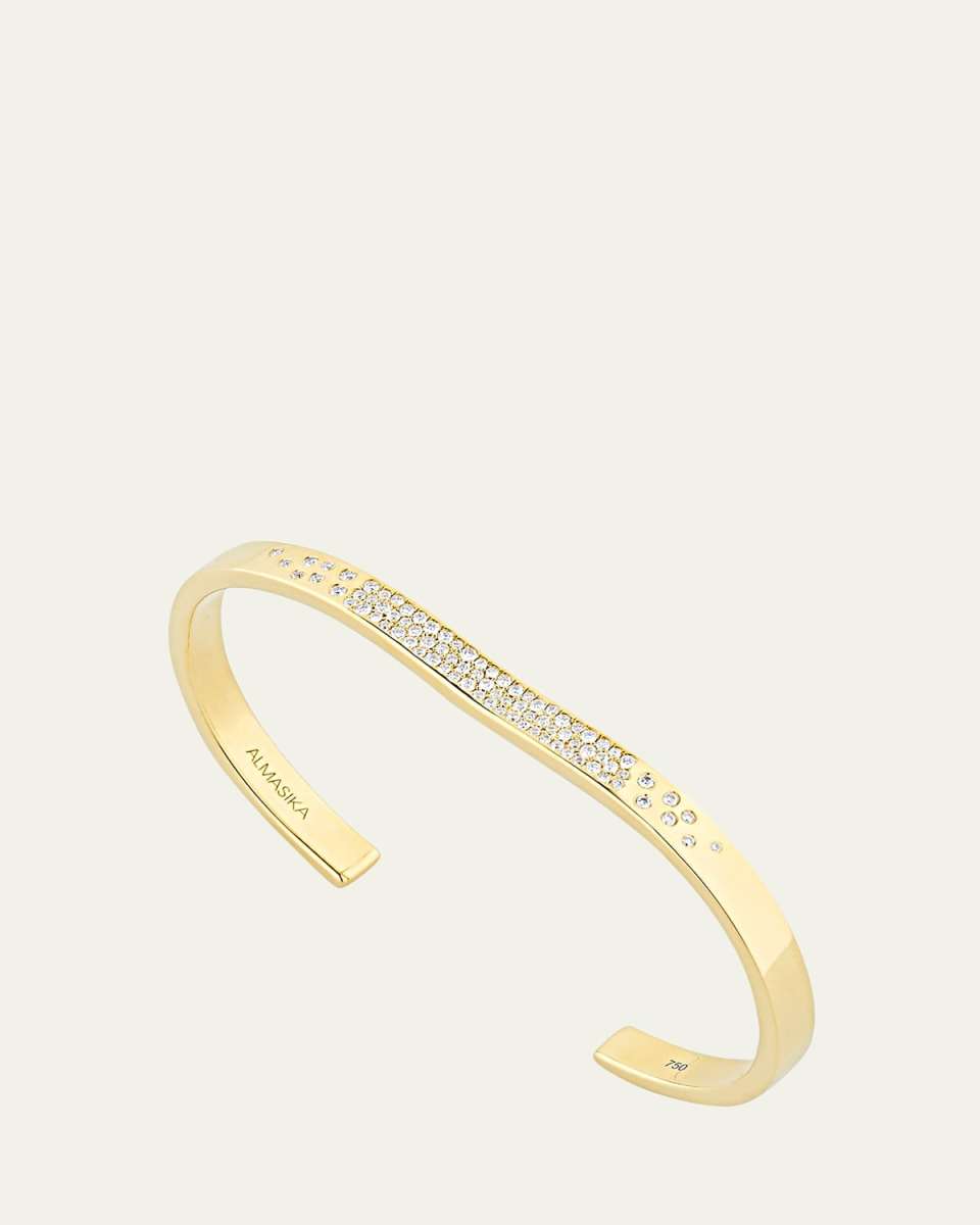 18K Yellow Gold Berceau Pave Diamond Open-Cuff Bracelet